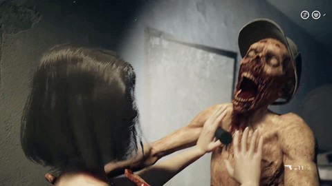 Nackt kämpft ein Mädchen gegen Zombies in einem Antidot-Sexspiel.