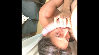 Big black dick gay, deepthroat cum in throat, black muscular