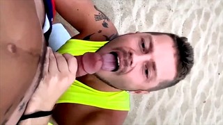 Cum-in-mouth, pornstar, public